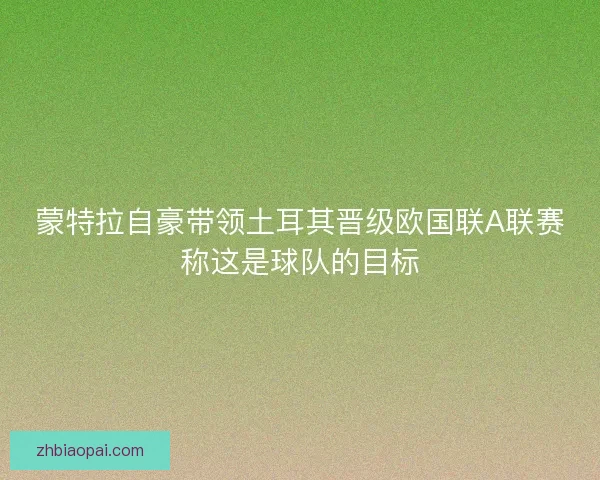 蒙特拉自豪带领土耳其晋级欧国联A联赛称这是球队的目标