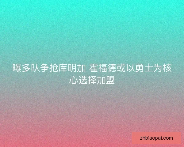 曝多队争抢库明加 霍福德或以勇士为核心选择加盟